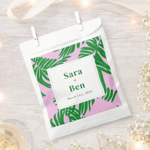 Sachets En Papier Mariage moderne rose + palmiers verts