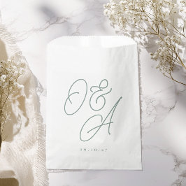 Sachets En Papier Mariage Monogramme Eucalyptus Green Script