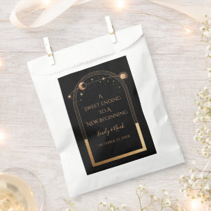 Sachets En Papier Mariage mystique Black Gold Sun Moon Stars