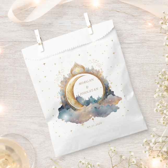 Sachets En Papier Mariage mystique de lune d'or céleste (Coupé)