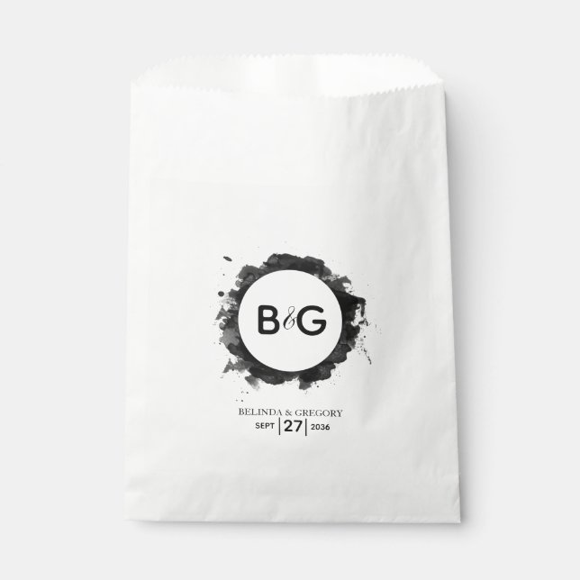 Sachets En Papier Mariage noir simple (Devant)