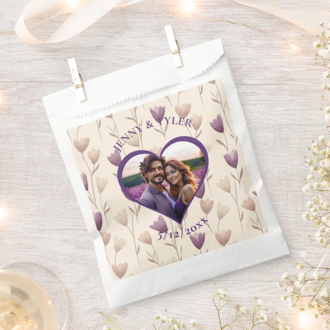 Sachets En Papier Mariage personnalisé | Modèle photo (Coupé)