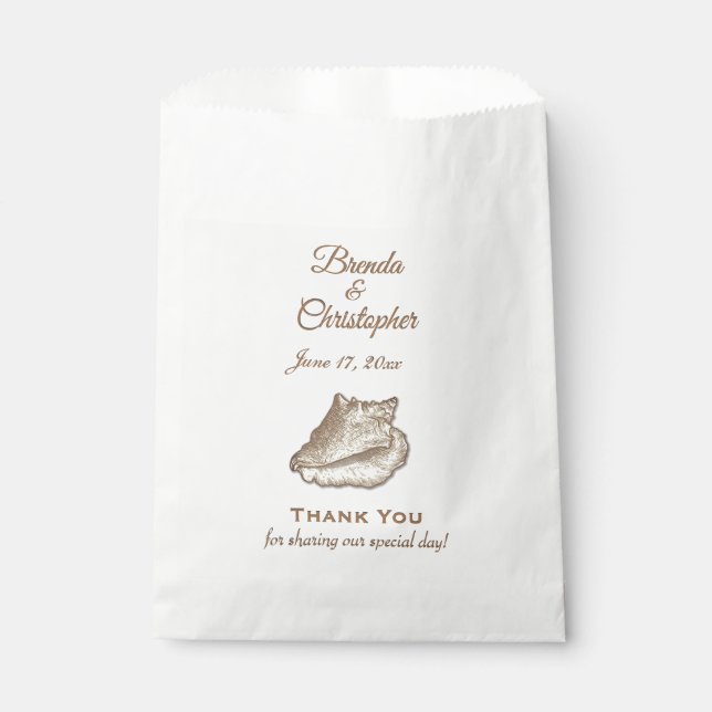 Sachets En Papier Mariage plage Merci personnalisé (Devant)