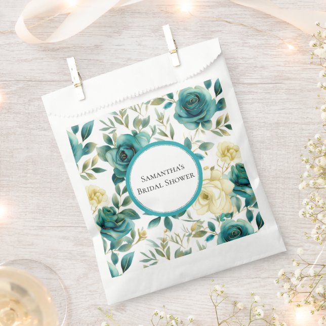 Sachets En Papier Mariage Réception Rose Crème Menthe Floral (Coupé)