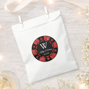 Sachets En Papier Mariage Red Parties scintillant Poker Chip Casino