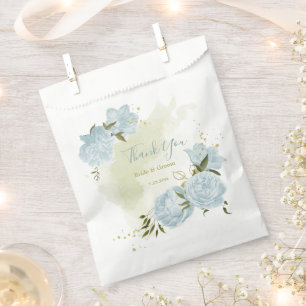 Sachets En Papier mariage romantique fleurs bleues verdure