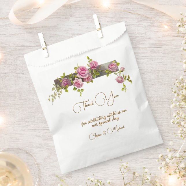Sachets En Papier Mariage Rose de couleur douce (Coupé)