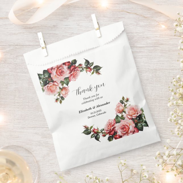 Sachets En Papier Mariage rose et rouge foncé moody (Coupé)
