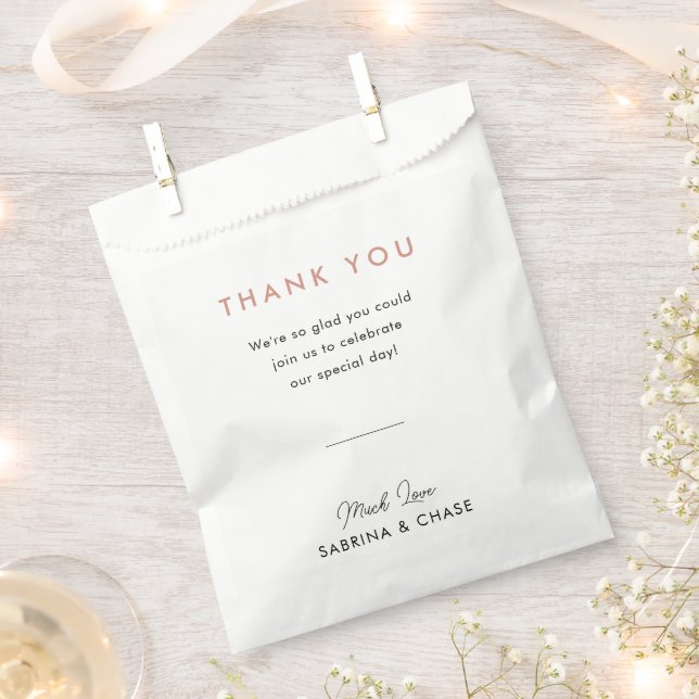 Sachets En Papier Mariage Rose moderne Blush Merci (Coupé)