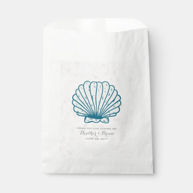 Sachets En Papier Mariage Royal Blue Rustic Seashell (Devant)
