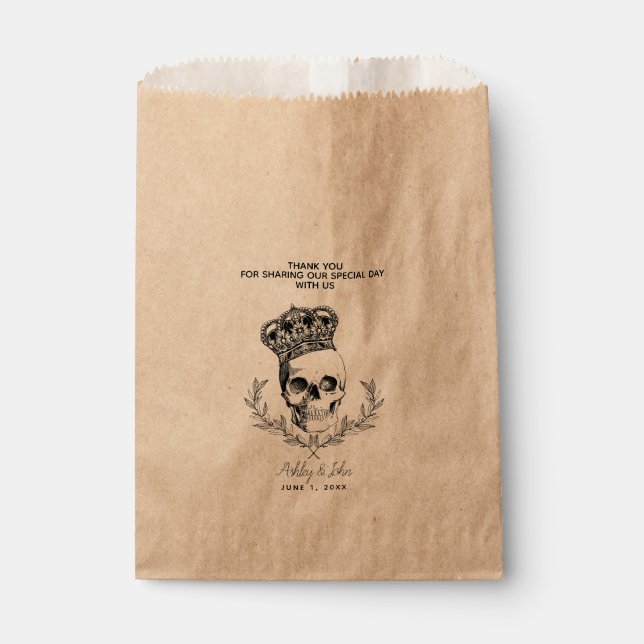 Sachets En Papier Mariage Royal Crâne Favoriser (Devant)