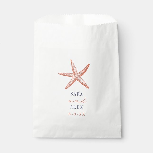 Sachets En Papier Mariage Rustique Red Starfish Beach (Devant)