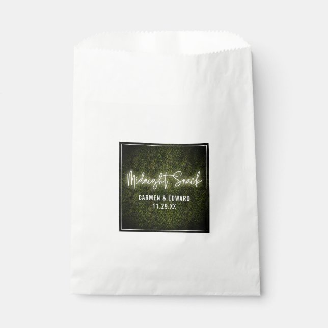 Sachets En Papier Mariage Snack de minuit blanc Neon Boxwood (Devant)