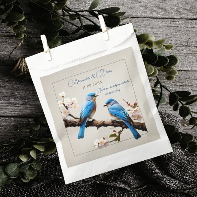 Sachets En Papier Mariage Spring Bluebirds (Spring Bluebirds Wedding Favor Bag)