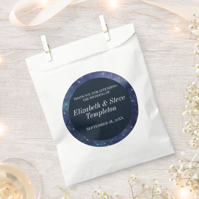 Sachets En Papier Mariage Starry Nuit Céleste Merci Marine (Coupé)