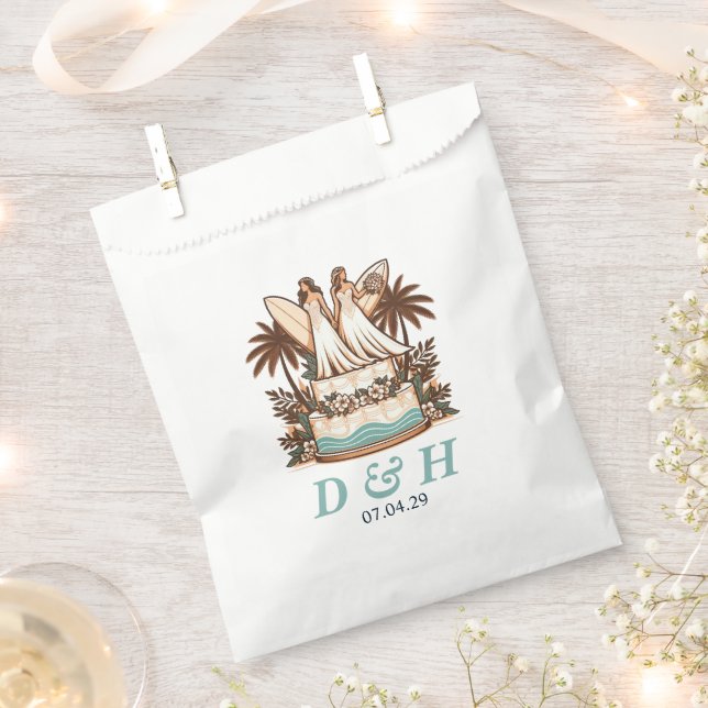 Sachets En Papier Mariage surf Brides (Coupé)