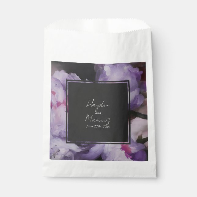 Sachets En Papier Mariage végétal violet floral gris (Devant)