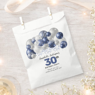 Sachets En Papier Marine Bleu Parties scintillant de ballon d'argent