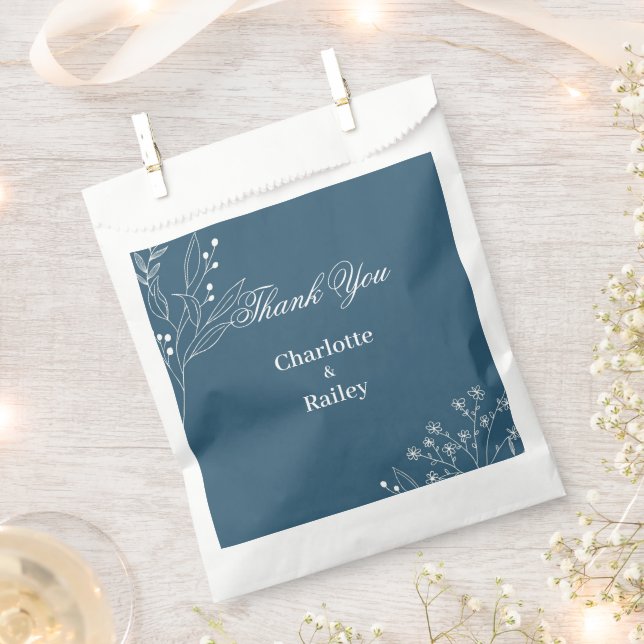 Sachets En Papier Marine Corner Floral Boho Mariage (Coupé)
