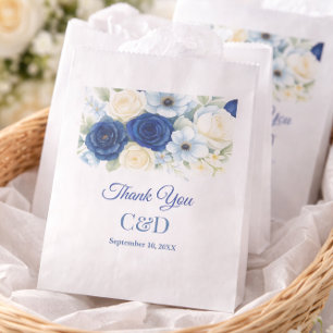 Sachets En Papier Marine Royal Bue Mariage Aquarelle couleur ivoire