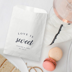 Sachets En Papier Marine & White Calligraphie "L'amour est doux" Mar