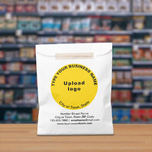 Sachets En Papier Marque d'affaires arrondie jaune sur sac en papier