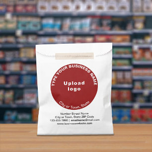 Sachets En Papier Marque rouge ronde sur sac en papier