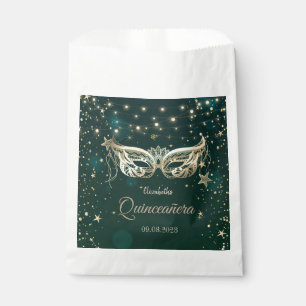 Sachets En Papier Mascarade, Étoiles Vertes Quinceañera
