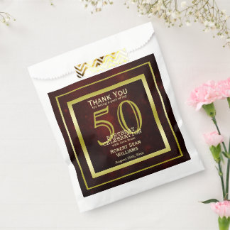 Sachets En Papier Masculine Double Gold Frame 50e anniversaire