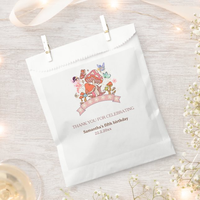 Sachets En Papier Mashroom Fairy Enchanted Minimal 1er anniversaire (Coupé)