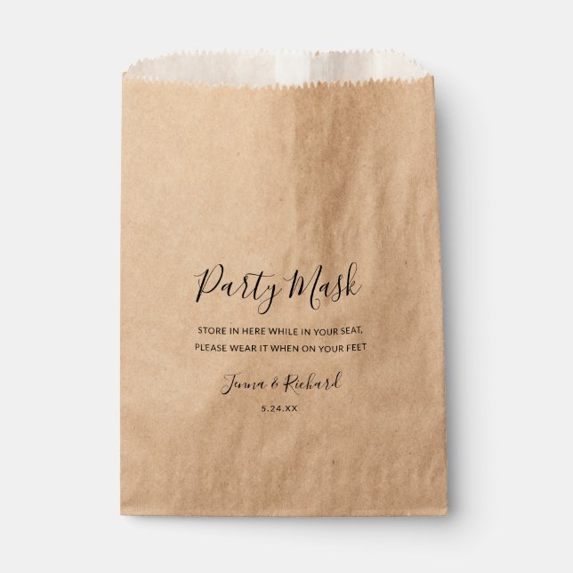 Sachets En Papier Masque Visage De La Fête De Mariage (Devant)