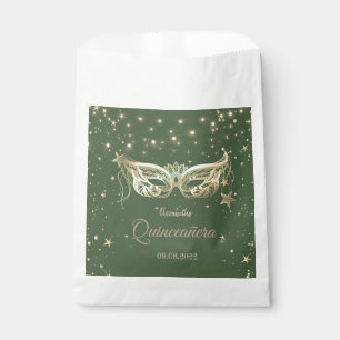Sachets En Papier Masquerade, Étoiles Vertes Quinceañera