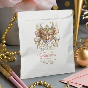 Sachets En Papier Masquerade Motif Quinceanera Rose Gold ID1031
