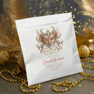 Sachets En Papier Masquerade Motif Sweet 16 Rose Gold ID1032