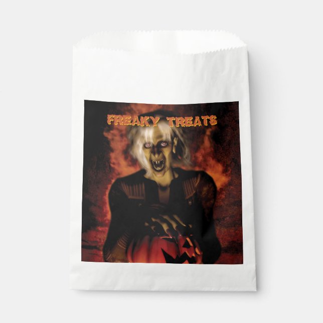 Sachets En Papier Mauvaise sorcière avec citrouille. Halloween (Devant)