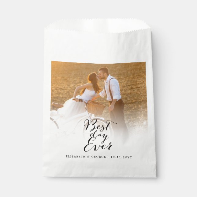 Sachets En Papier Meilleur Jour De Script Calligraphie Mariage Photo (Devant)