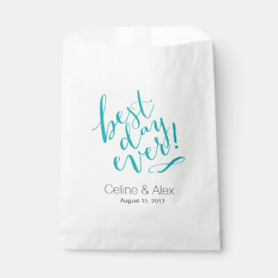 Sachets En Papier MEILLEUR JOUR Jour de mariage TURQUOISE