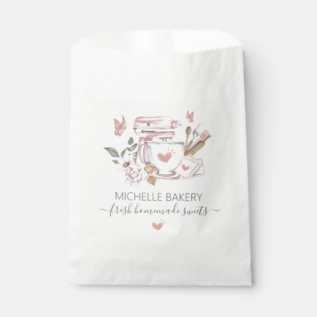 Sachets En Papier Mélangeur sur socle de pâtisserie à l'aquarelle (Devant)