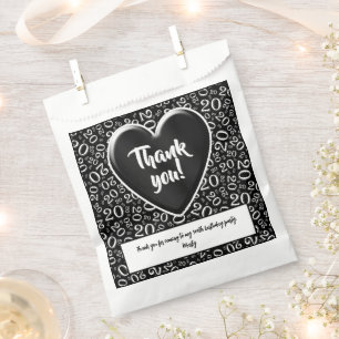 Sachets En Papier Merci 20e Motif de nombre aléatoire noir/blanc