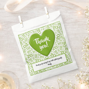 Sachets En Papier Merci 20e Motif numérique aléatoire vert/blanc