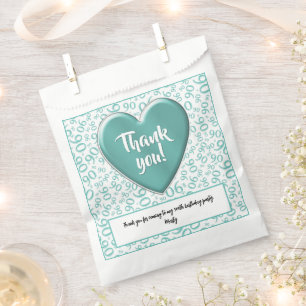 Sachets En Papier Merci 90e nombre aléatoire Motif Turquoise/blanc