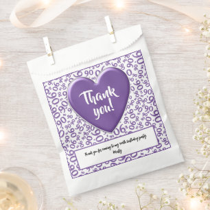 Sachets En Papier Merci 90e nombre aléatoire Motif violet/blanc