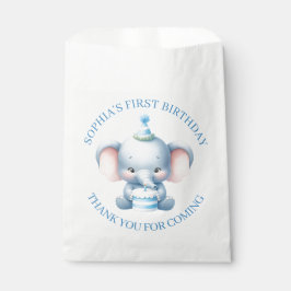 Sachets En Papier Merci Anniversaire de enfant Eléphant Bleu mignon