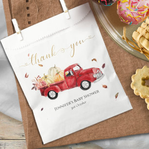 Sachets En Papier Merci Automne Rouge Vintage Baby shower de camion