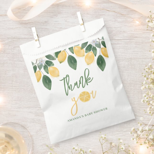 Sachets En Papier Merci Baby shower Fille Citron (Coupé)
