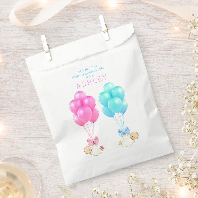 Sachets En Papier Merci Baby shower jumeaux (Coupé)