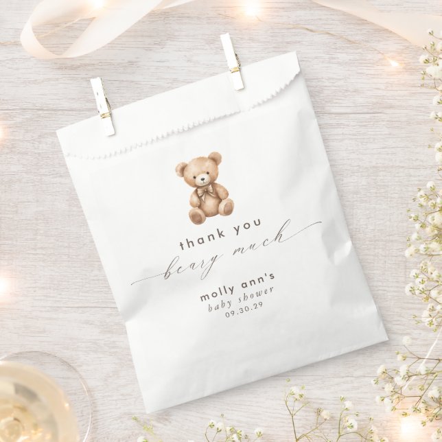 Sachets En Papier Merci Béary Baby shower beaucoup neutre (Coupé)