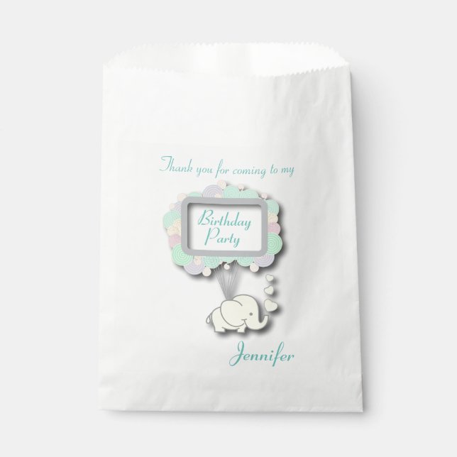 Sachets En Papier Merci bébé éléphant (Devant)