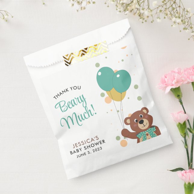 Sachets En Papier Merci Beurre beaucoup mignon bébé ours genre neutr (Scellé)