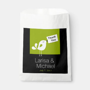Sachets En Papier Merci Birdy   vert olive